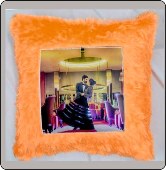 Custom Photo Pillow — Orange Round