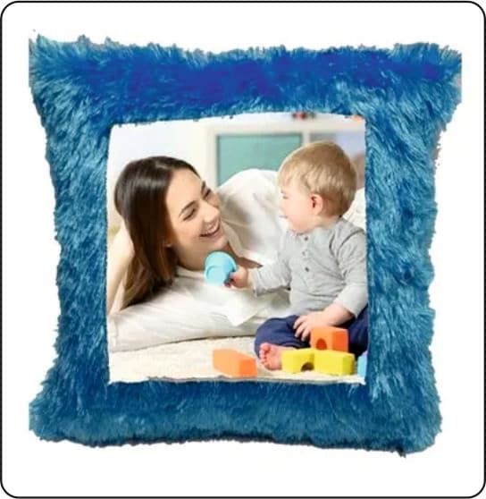 Custom Photo Pillow — Sky Blue Round