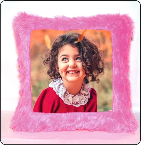 Custom Photo Pillow — Pink Round